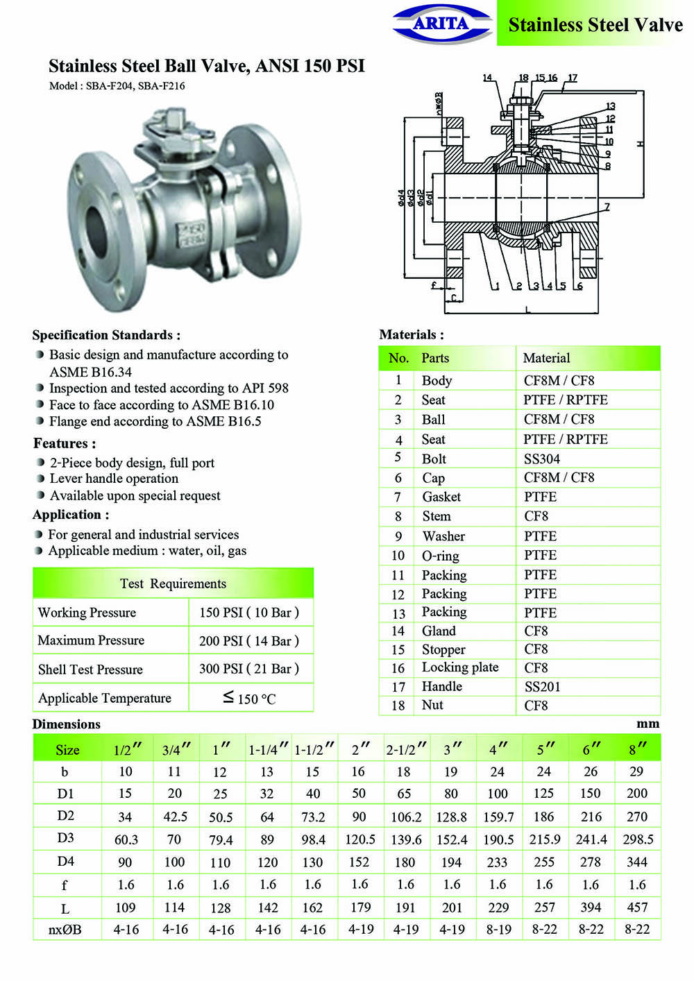 Arita Stainless Steel Ball Valve Ansi Psi Unimechthailand Com